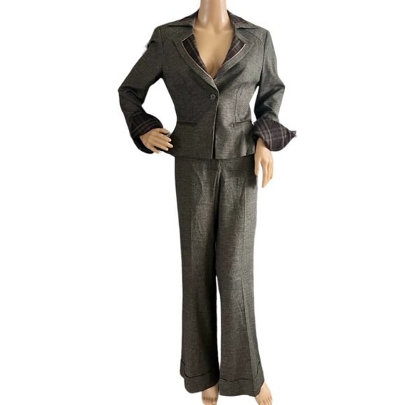 BEBE Wool blend blazer and pant suit set flared legs - Picture 1 of 9